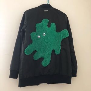 Black and green bomber unisex unique fuzzy jacket